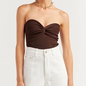 DISSH - Anika Twisted Knit Tube Top - Size 8 - Dark chocolate